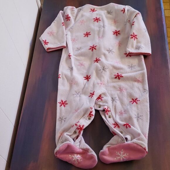 Carter's "My 1st Christmas" Reindeer Snowflakes Footed Sleeper Sz 6-9 Mos - Picture 4 of 5